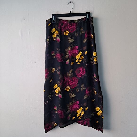 Chico's Design Floral Skirt 100% Silk Side Slits A-Line Maxi Multicolor Size M - Picture 4 of 10